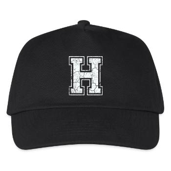 Letter H in white in the used look - Kids’ Baseball Cap - black - Front