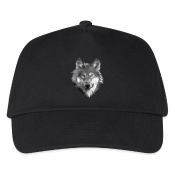 Grayscale Wolf Portrait - Kids’ Baseball Cap - black - Front