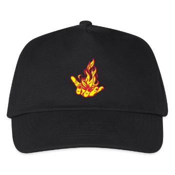 offene Hand offene Flamme, Feuer Fire1 Hand - Kinder Basecap - Schwarz - Vorne