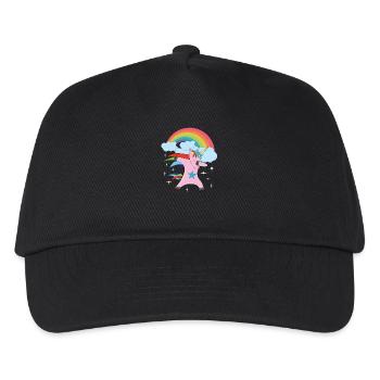 Einhorn Regenbogen Dab Dabbing Unicorn Fabeltier - Kinder Basecap - Schwarz - Vorne