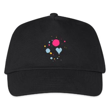 Farbkleckse,Tropfen und Herz - Kinder Basecap - Schwarz - Vorne