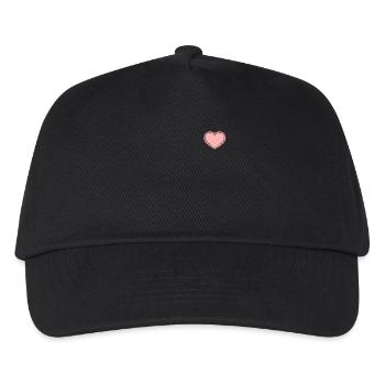 Süßes rosa gehäkeltes Herzchen - Kinder Basecap - Schwarz - Vorne