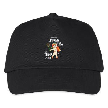 Tennis Einhorn clever getarnt als Tennis Spielerin - Kinder Basecap - Schwarz - Vorne