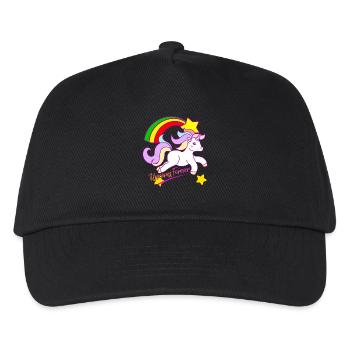 Regenbogen-Einhorn Forever - Kinder Basecap - Schwarz - Vorne