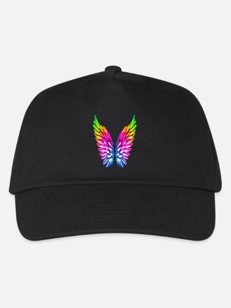 LGBT Regenbogen Engelsflügel Gay Lesbisch Queer - Kinder Basecap - Schwarz