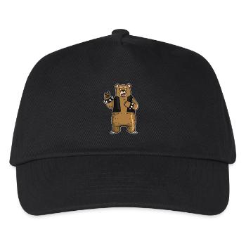 ROCKBEAR - rockender Bär mit Lederweste - Kinder Basecap - Schwarz - Vorne