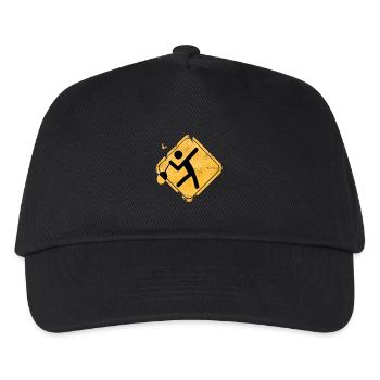Grunge Badminton Crossing Warning Sign - Kids’ Baseball Cap - black - Front
