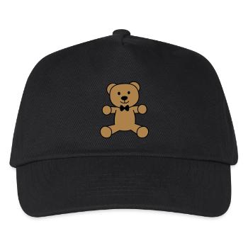 Teddybär mit Fliege - Kinder Basecap - Schwarz - Vorne