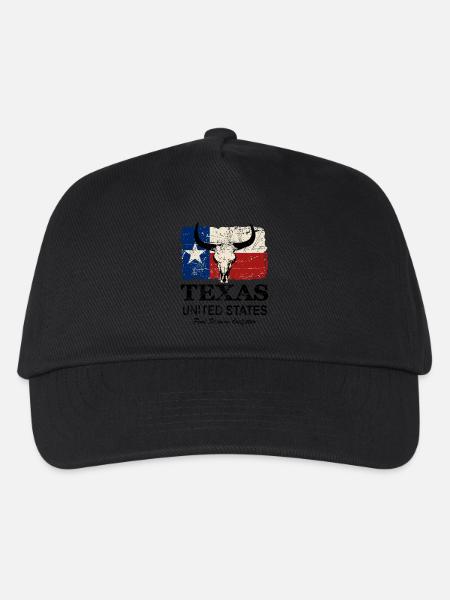Texas Bull Flag - Vintage Look - Kinder Basecap - Schwarz
