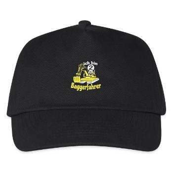 Geburtstag 2 Jahre Jungen Bagger Ich bin 2 Zwei - Kinder Basecap - Schwarz - Vorne