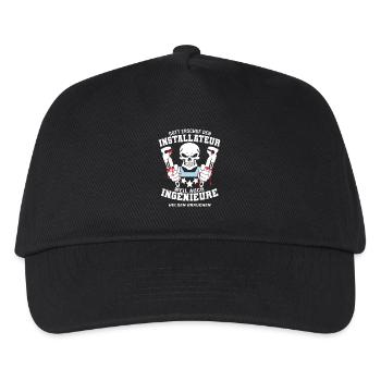 Installateur Shirt Gott erschuf den Installateur - Kinder Basecap - Schwarz - Vorne