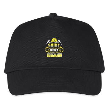 Bergmannn Shirt das Herz eines stolzen Bergmann - Kinder Basecap - Schwarz - Vorne
