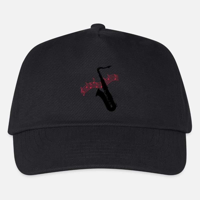 Saxofon / Noten - Kinder Basecap - Schwarz
