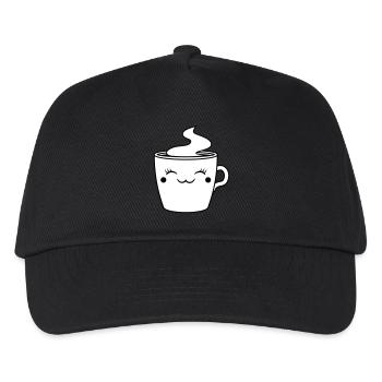 gesicht tasse suess niedlich weiblich heiss kaffee - Kinder Basecap - Schwarz - Vorne