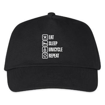 Funny Eat Sleep Einrad wiederholen Einradsport - Kinder Basecap - Schwarz - Vorne