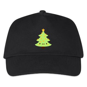Weihnachtsbaum mit Gesicht - Kinder Basecap - Schwarz - Vorne