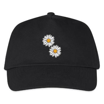 Margeriten-Design in Schwarz-Weiß - Kinder Basecap - Schwarz - Vorne