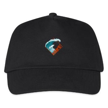 Surf Welle Surfer Wellenreiter - Kinder Basecap - Schwarz - Vorne