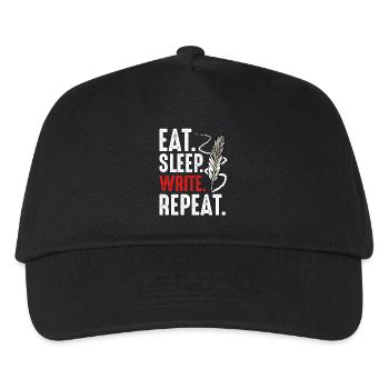 Eat Sleep Write Repeat Schreibmotivation - Kinder Basecap - Schwarz - Vorne