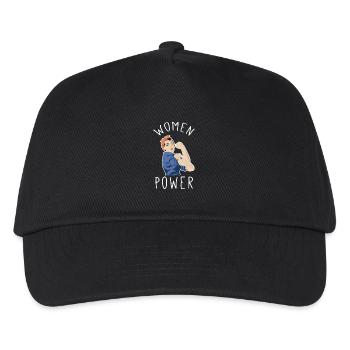 Frauenpower im Rosie Riveter Stil - Kinder Basecap - Schwarz - Vorne