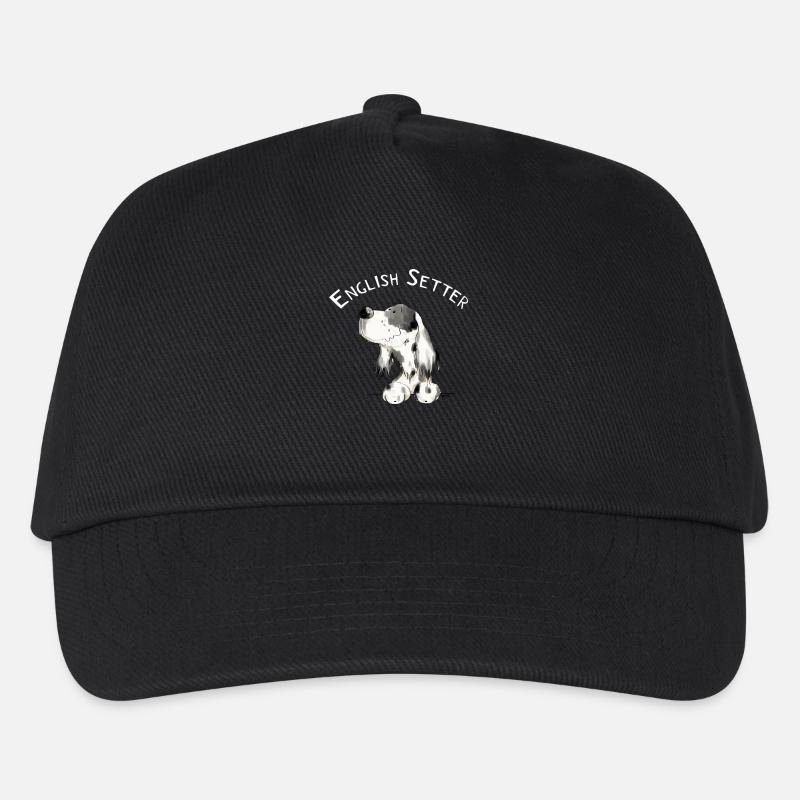 Happy Englischer Setter I Hunde Comic Geschenk - Kinder Basecap - Schwarz