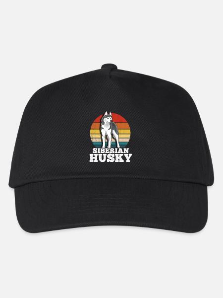 Husky Retro Hund - Kinder Basecap - Schwarz