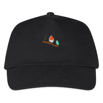 Vögel Rotkehlchen auf Zweig - Kinder Basecap - Schwarz - Vorne