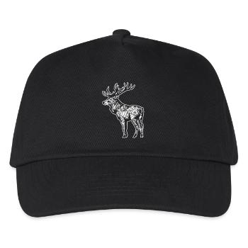 Elch Elch Blumenmuster - Kinder Basecap - Schwarz - Vorne