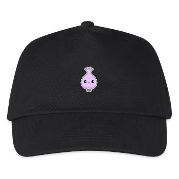 Süße lila Zwiebel Sticker Motiv - Kinder Basecap - Schwarz - Vorne