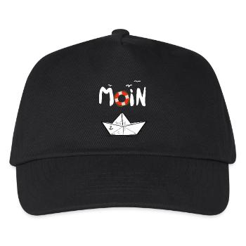 Moin Möwen Rettungsring Papierboot Schiff - Kinder Basecap - Schwarz - Vorne