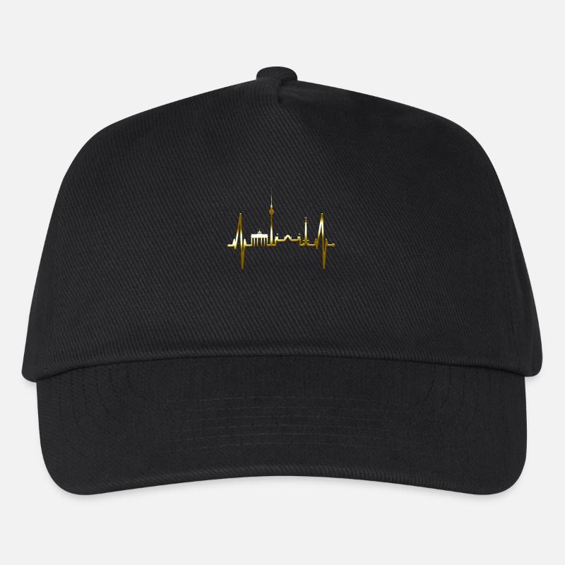 Berlin Skyline Herzschlag Gold Liebe Love Berliner - Kinder Basecap - Schwarz