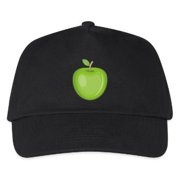 Lustiger Sticker von einem Apfel - Kinder Basecap - Schwarz - Vorne