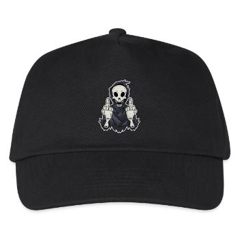 Grim reaper shows both middle fingers - Kids’ Baseball Cap - black - Front