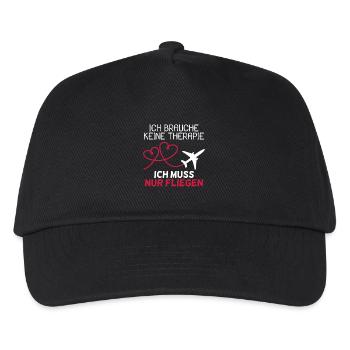 Pilot Therapie Spruch Flugzeug Geschenk - Kinder Basecap - Schwarz - Vorne