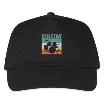 Schlagzeuger Schlagzeug Retro - Kinder Basecap - Schwarz - Vorne