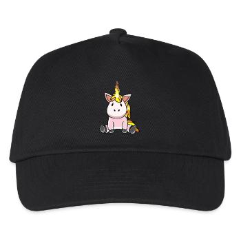 Feurig Feuer Flamme Hitze Einhorn Fantasy - Kinder Basecap - Schwarz - Vorne