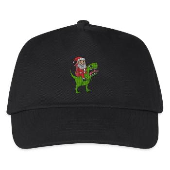 Weihnachten Dinosaurier Ugly Christmas Effekt - Kinder Basecap - Schwarz - Vorne