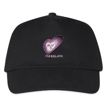 Pingulove Herzenspinguin Design - Kinder Basecap - Schwarz - Vorne