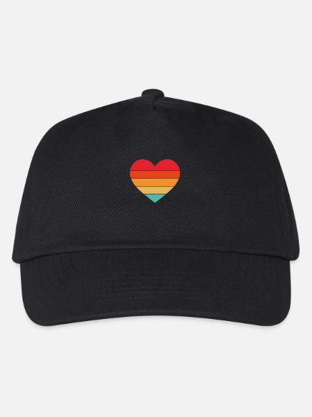 Herz Retro Sunset Herz - Kinder Basecap - Schwarz