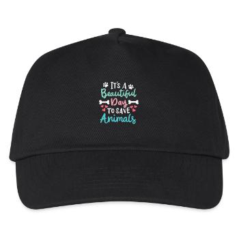 It's A Beautiful Day To Save Animals Tierschutz - Kinder Basecap - Schwarz - Vorne