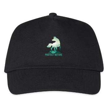 Fuchs Natur Umweltschützer - Kinder Basecap - Schwarz - Vorne