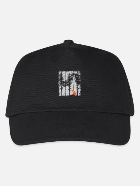 Fuchs im Wald Retro Muster Vintage Baum Wald Funny - Kinder Basecap - Schwarz