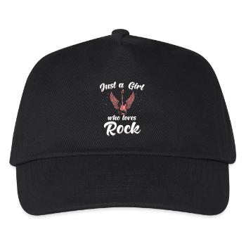 Rock Girl Spruch lustig Rocker - Kinder Basecap - Schwarz - Vorne