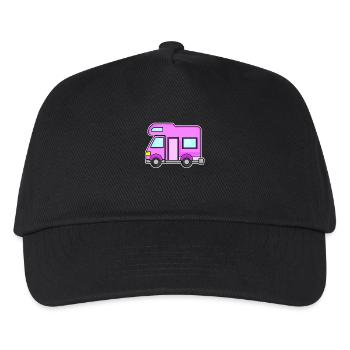 Camping Wohnwagen für Damen - Kinder Basecap - Schwarz - Vorne