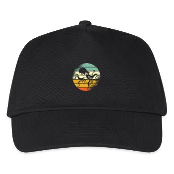 Tintenfisch Retro Oktopus - Kinder Basecap - Schwarz - Vorne
