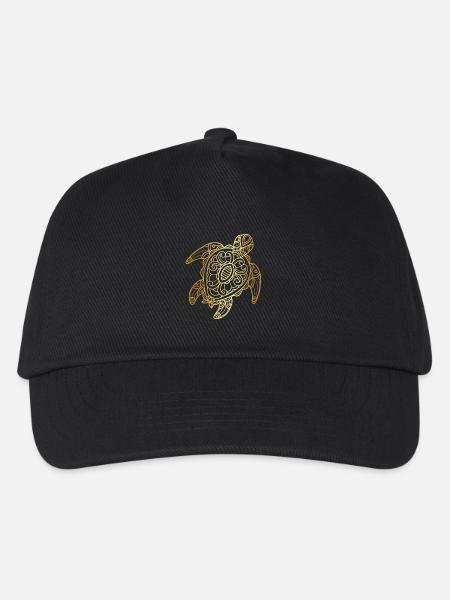 Schildkröte Tribal Kunst Zeichnung - Kinder Basecap - Schwarz