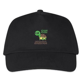 Schildkröte Kein Bock lustiger Spruch - Kinder Basecap - Schwarz - Vorne