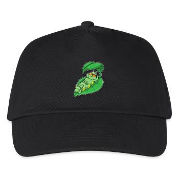 Raupe mit Blatt als Sonnenschirm - Kinder Basecap - Schwarz - Vorne