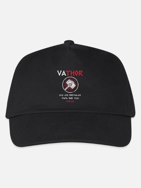 Fathor Vathor Vater Thor Hammer Vatertag Geschenk - Kinder Basecap - Schwarz