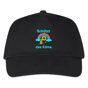 Öko Erdnuss Klima Schutz Spruch Sonnenblume Natur - Kinder Basecap - Schwarz - Vorne